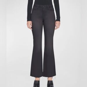 NWT Frame Le Crop Flare with Raw Hem in washed black